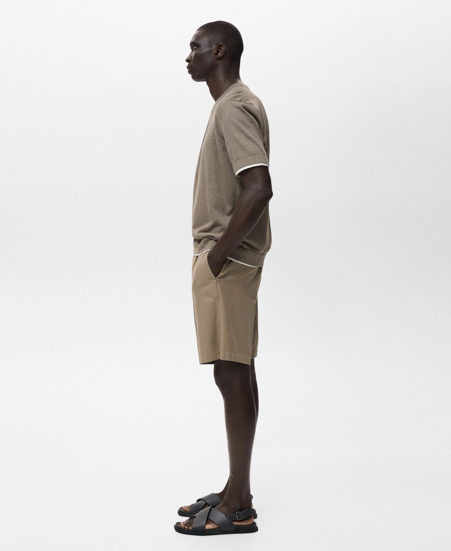 Мужские шорты Mango Linen 9.5" Bermuda, цвет: Коричневый — фото 5
