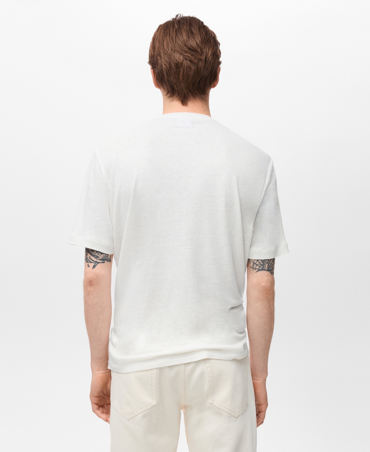 Mango Regular Fit Cotton T-shirt In White