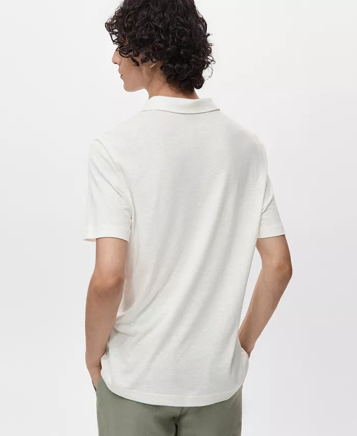 Men's Linen-Blend Slim Fit Polo Shirt - thumbnail 4