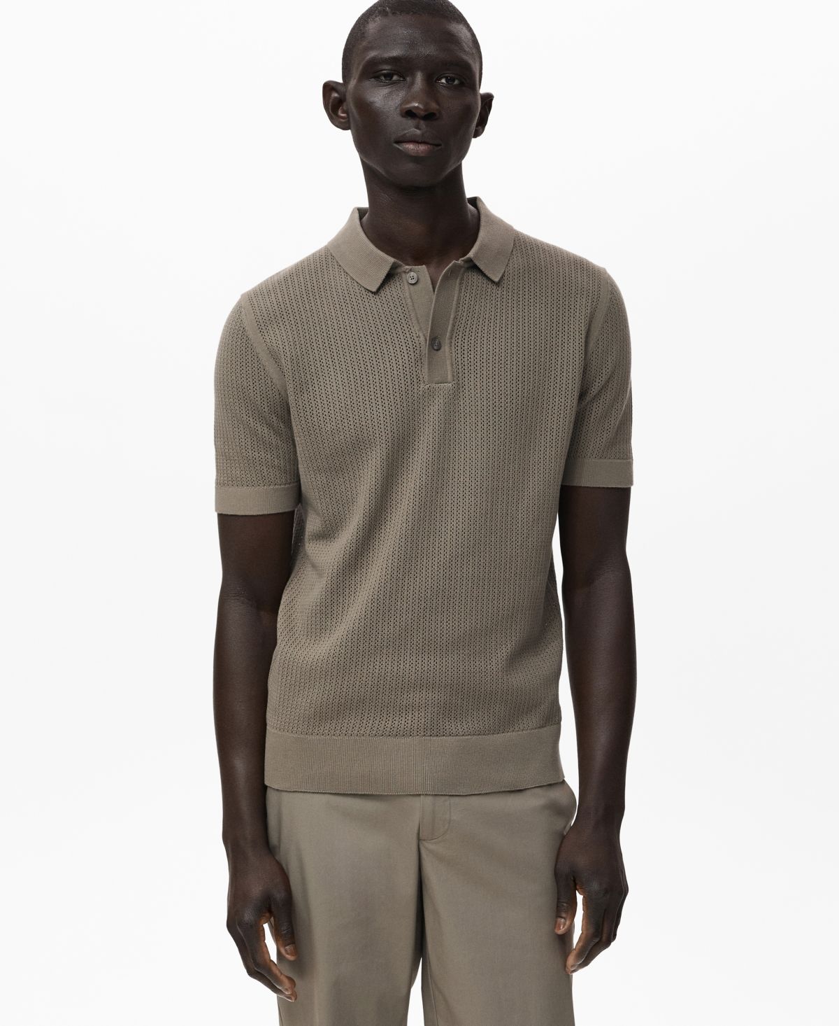 Мужская ажурная трикотажная хлопчатобумажная рубашка поло