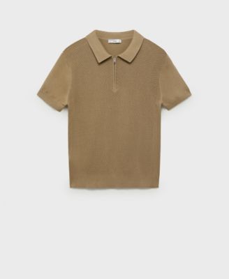 Men's Zipper Openwork Knitted Polo Shirt