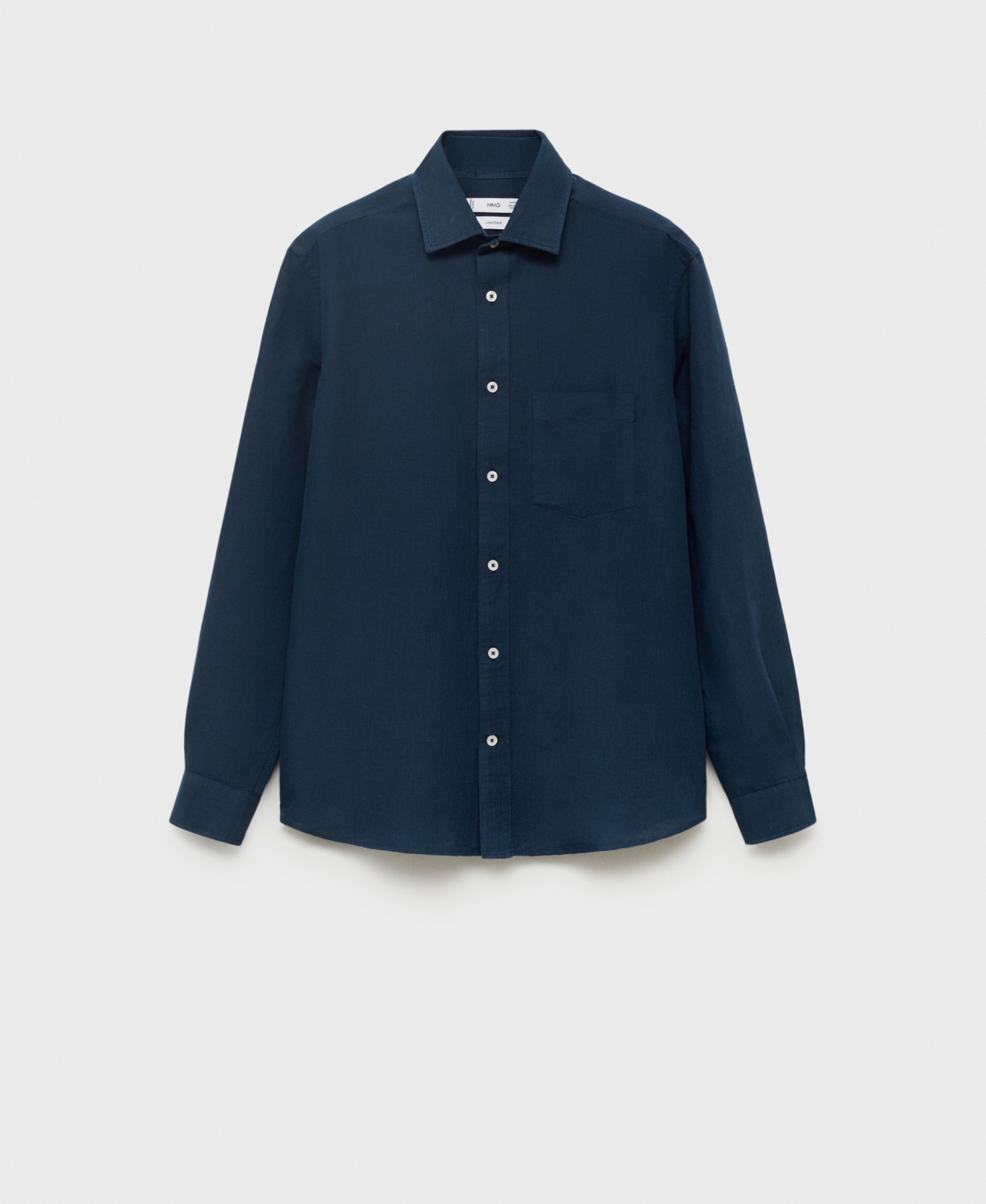 Mango Classic Fit Linen & Cotton Button-up Shirt In Blue