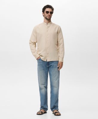 Men's Mao Collar Linen Shirt