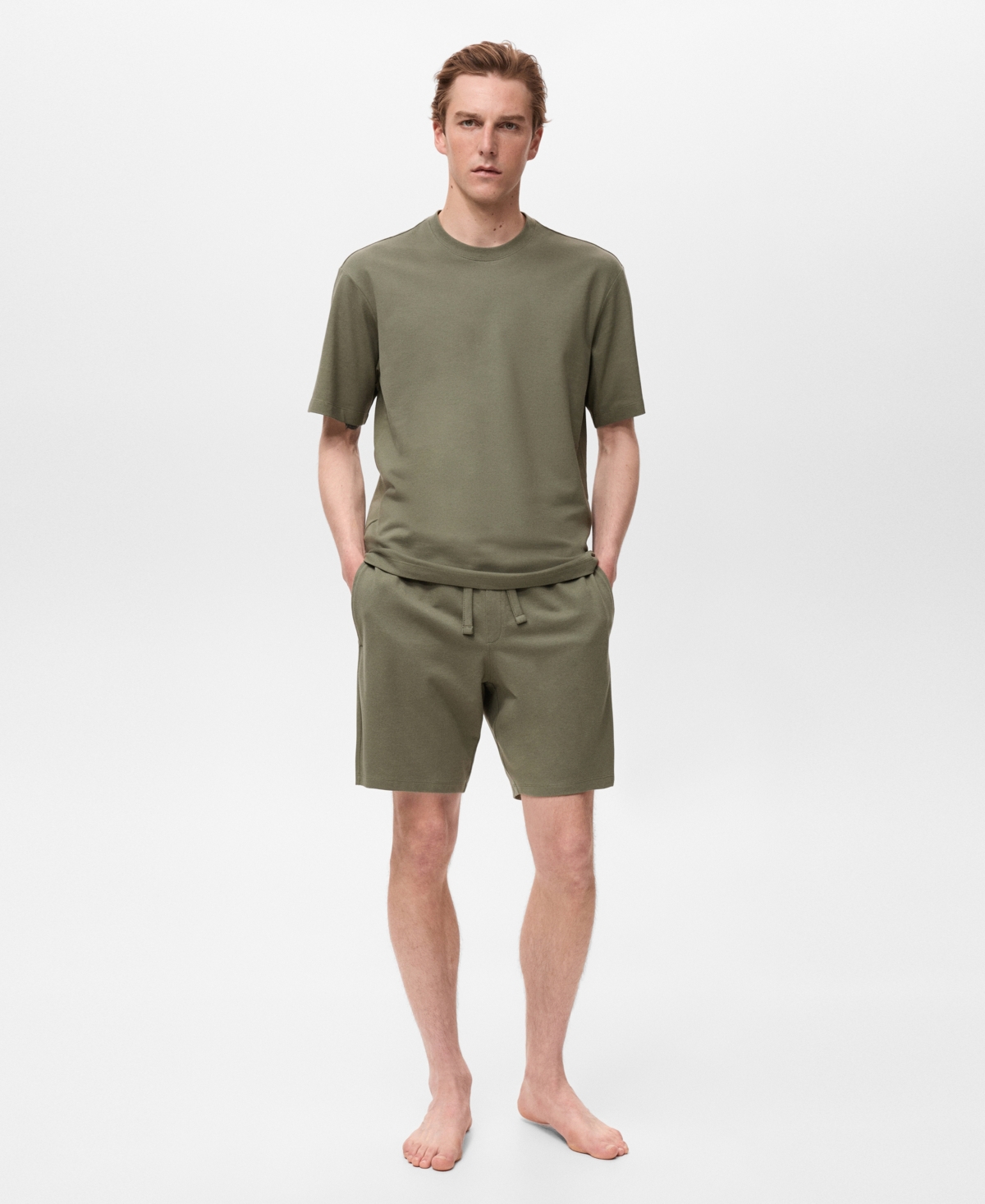 Mango Men's Cotton Shorts Pajama Pack In Green