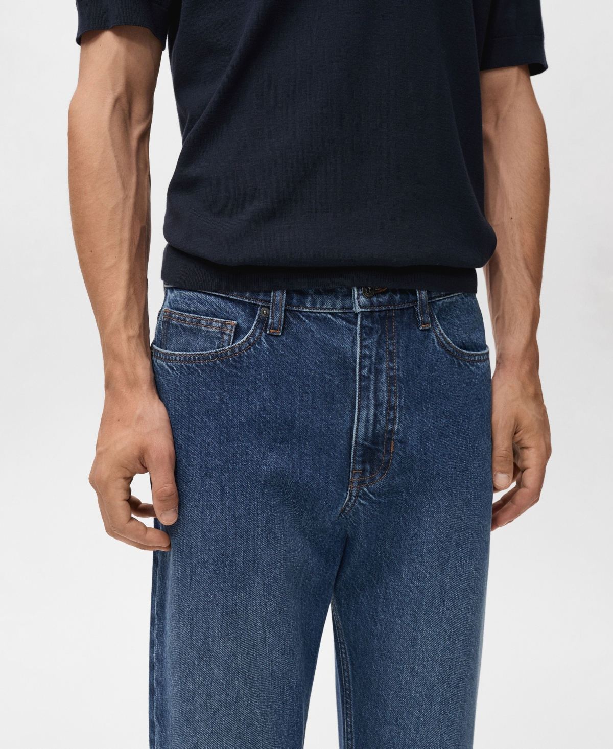 Mango Men's Regular Fit Cotton Jeans In Blue