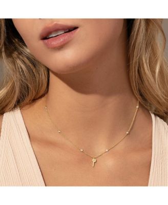 14K Gold-Plated Angel Number Key Necklace, 14" + 2" extender