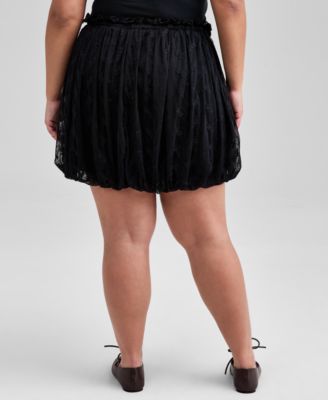 Trendy Plus Size Bubble-Hem Mini Lace Skirt, Macy's Exclusive 