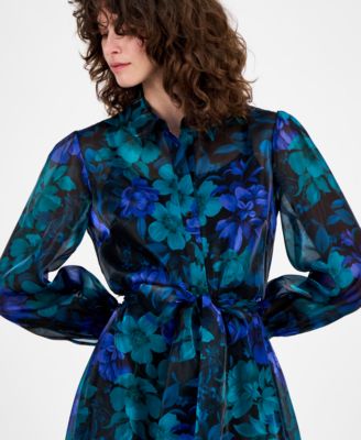 Women's Floral-Print Maxi Shirtdress