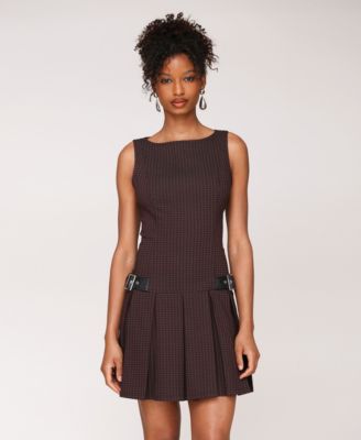 Women's Boat-Neck Sleeveless Short Fit & Flare Dress