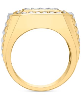 Men's Diamond Cluster Ridged Statement Ring (2 ct. t.w.) in 10k Gold