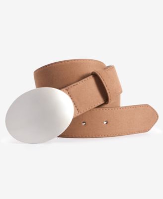 On 34th - Faux-Suede Plaque Buckle Belt
