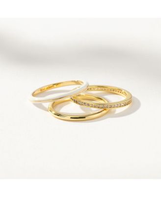 14k Gold-Plated White Hot Forever Ring (Set of 3)