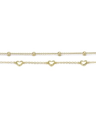 14K Gold Plated Station Bracelet 2-Piece Set