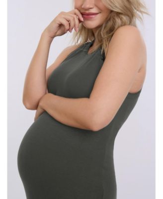 Women's Crew Neck Sleeveless Racerback Maternity Midi Dress - Motherhood Maternity