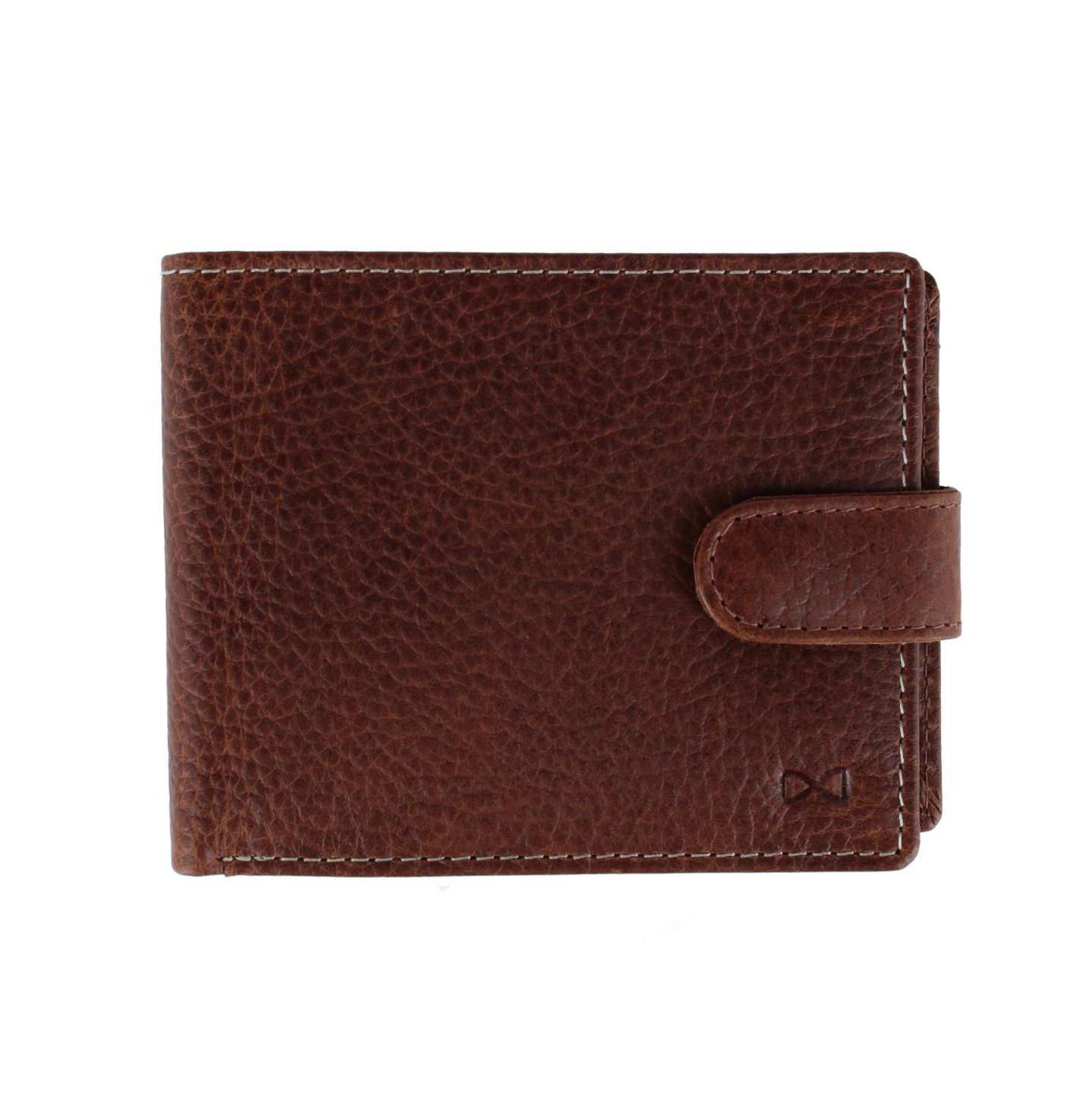 Мужской кошелёк TRAFALGAR Parker Pebbled Leather Bi-Fold Wallet with ID Window and Fastener, цвет: Коричневый — фото 1