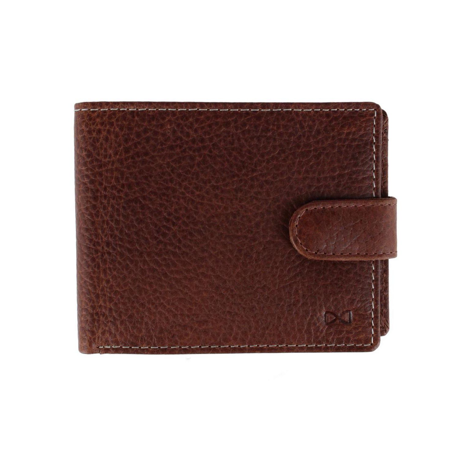 Men's Parker Pebbled Leather Bi-Fold Wallet with ID Window and Fastener