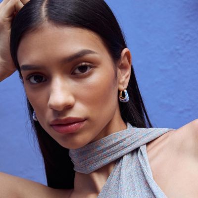 Statement Earrings - Dakota Marble Blue