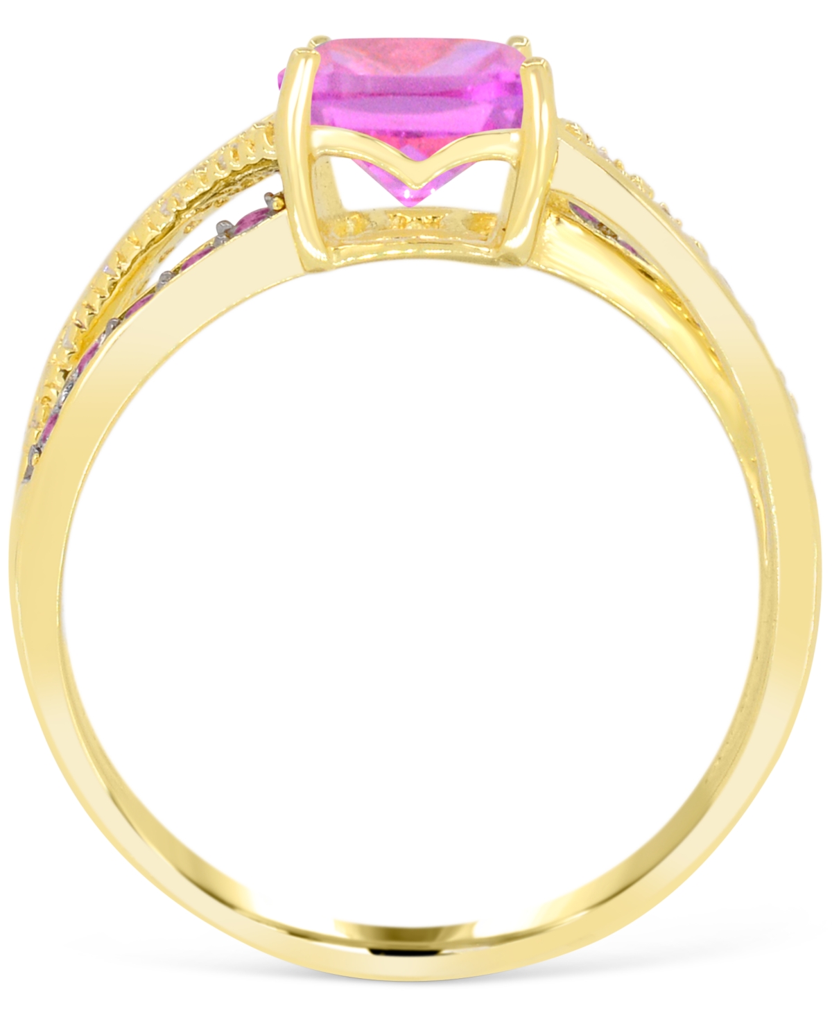 Macy's Lab-grown Ruby (2 Ct. T.w.) & Diamond Accent Swirl Ring In 14k Gold-plated Sterling Silver In Gold