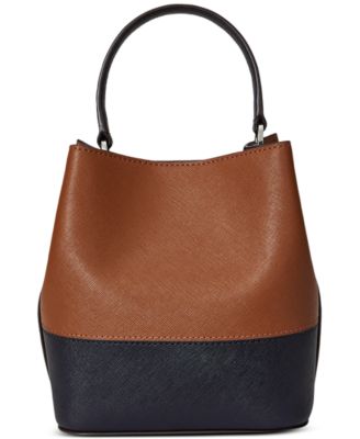 Two-Tone Leather Small Reese Bucket Bag
