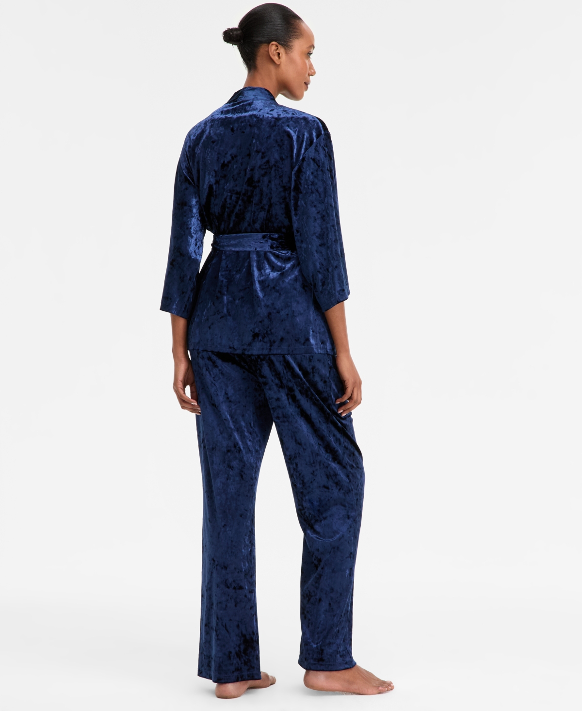 Inc International Concepts Women's 3-pc. Crushed Velvet Pajama Set, Macy's Exclusive In Blue