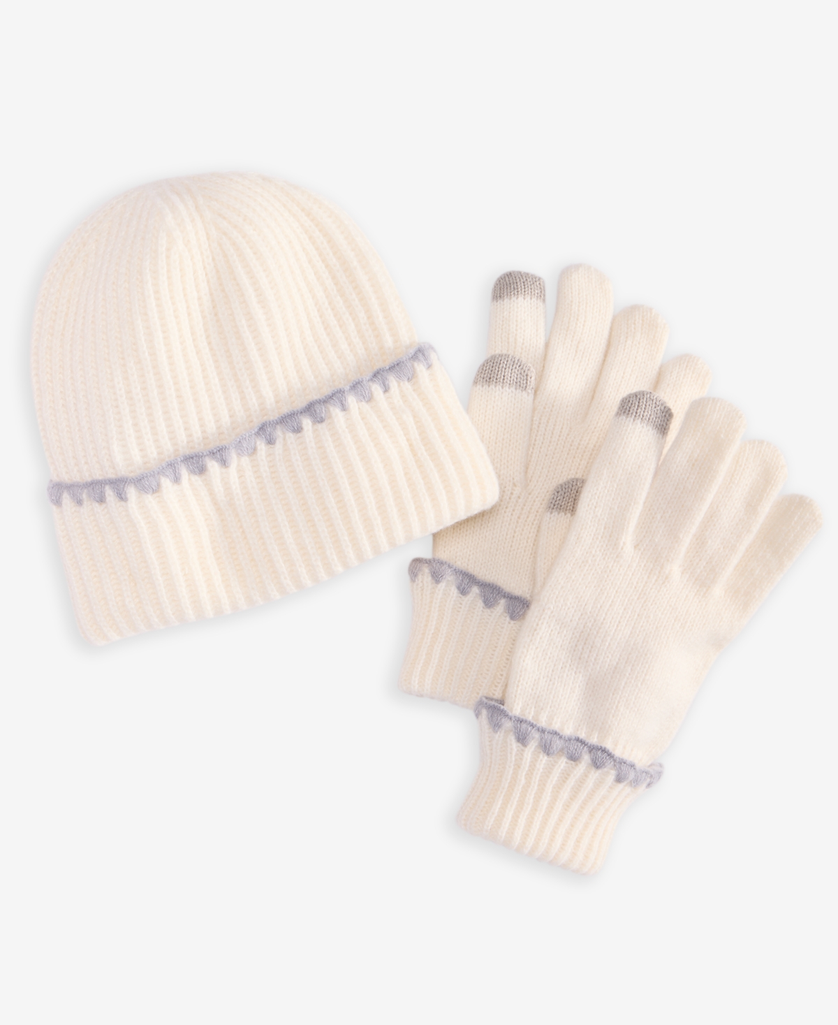On 34th Ribbed Beanie & Gloves Boxed Set, Macy's Exclusive In White
