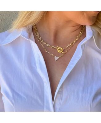 -Plated Enamel Heart Necklace