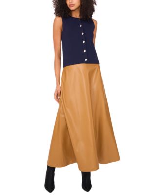 Women's Crewneck Sleeveless Button Sweater