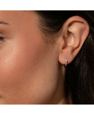 14K Gold-Plated Star Power Huggie Earrings, 0.45"