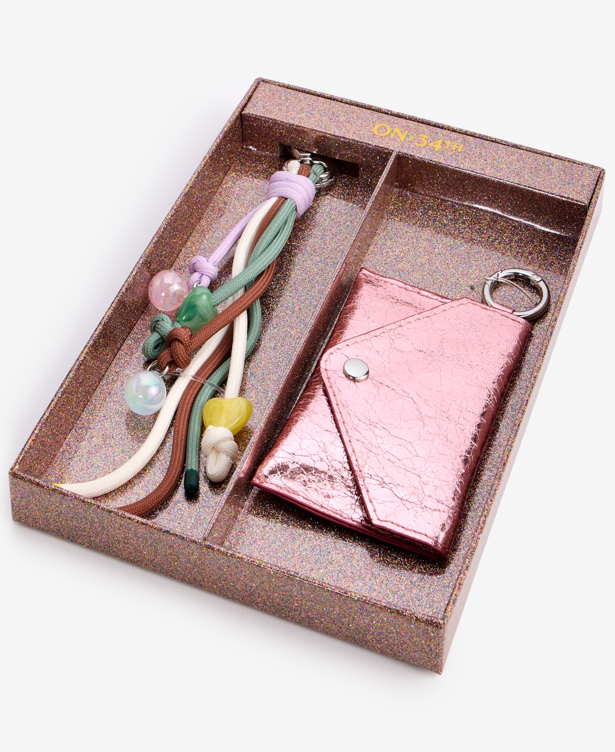 On 34th Card Case & Multi-charm Beaded Keychain, Macy's Exclusive In Pink