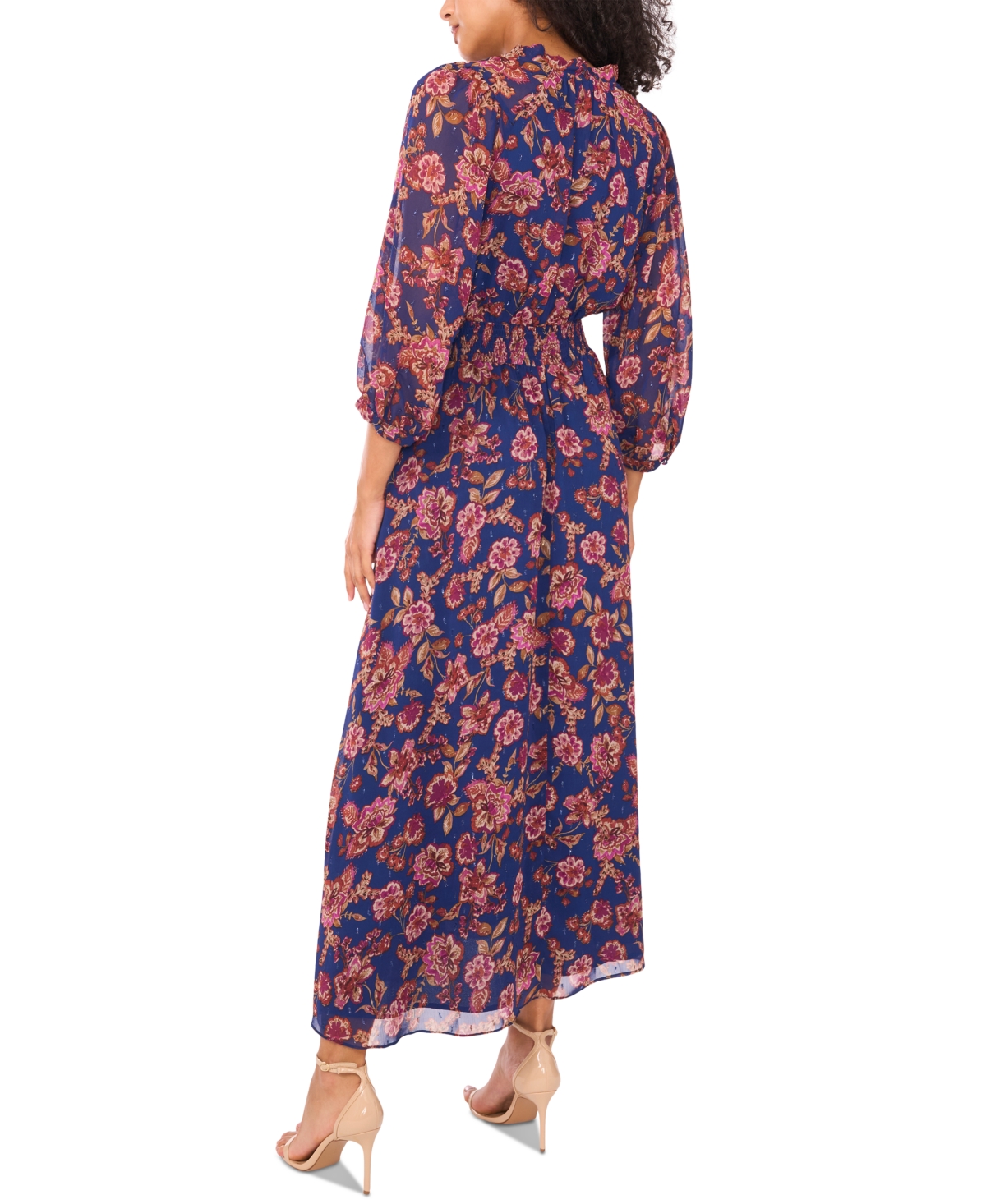 Vince Camuto Metallic Floral Maxi Dress In Multi