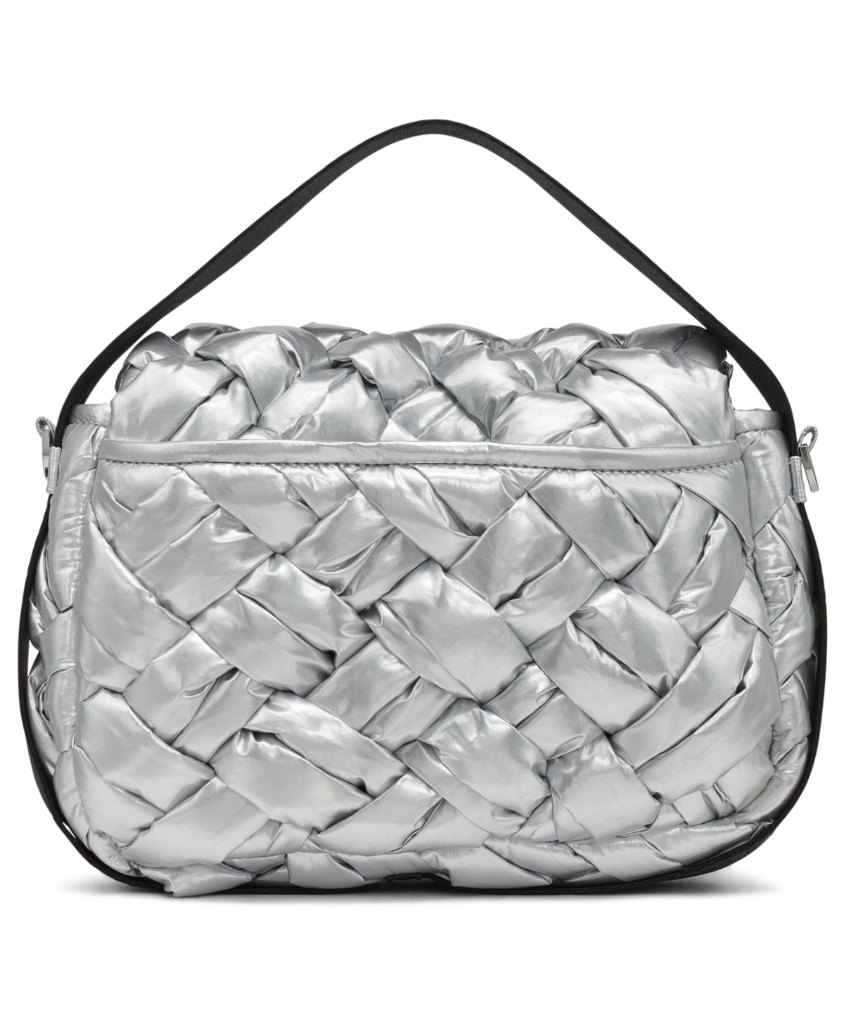 Dkny Nadia Small Quilted Flap Shoulder Bag In Silver