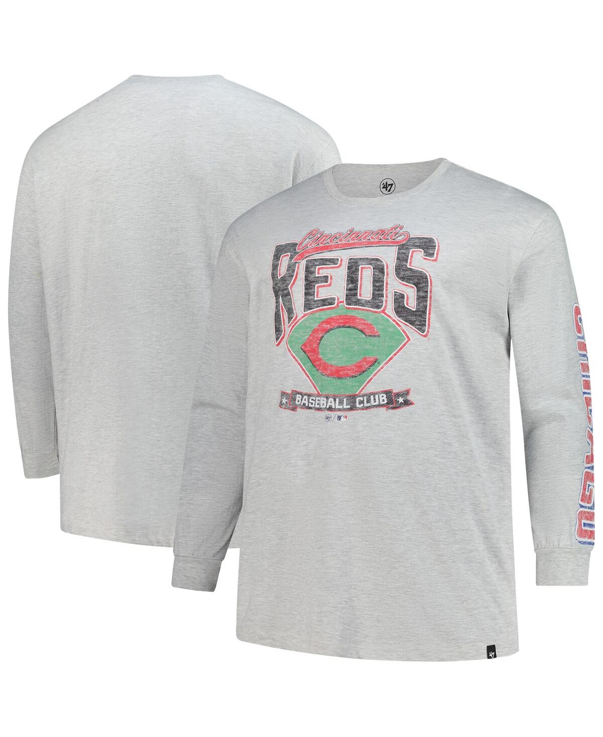 Men's Gray Cincinnati Reds Big Tall Distressed Franklin Long Sleeve T-Shirt - Gray