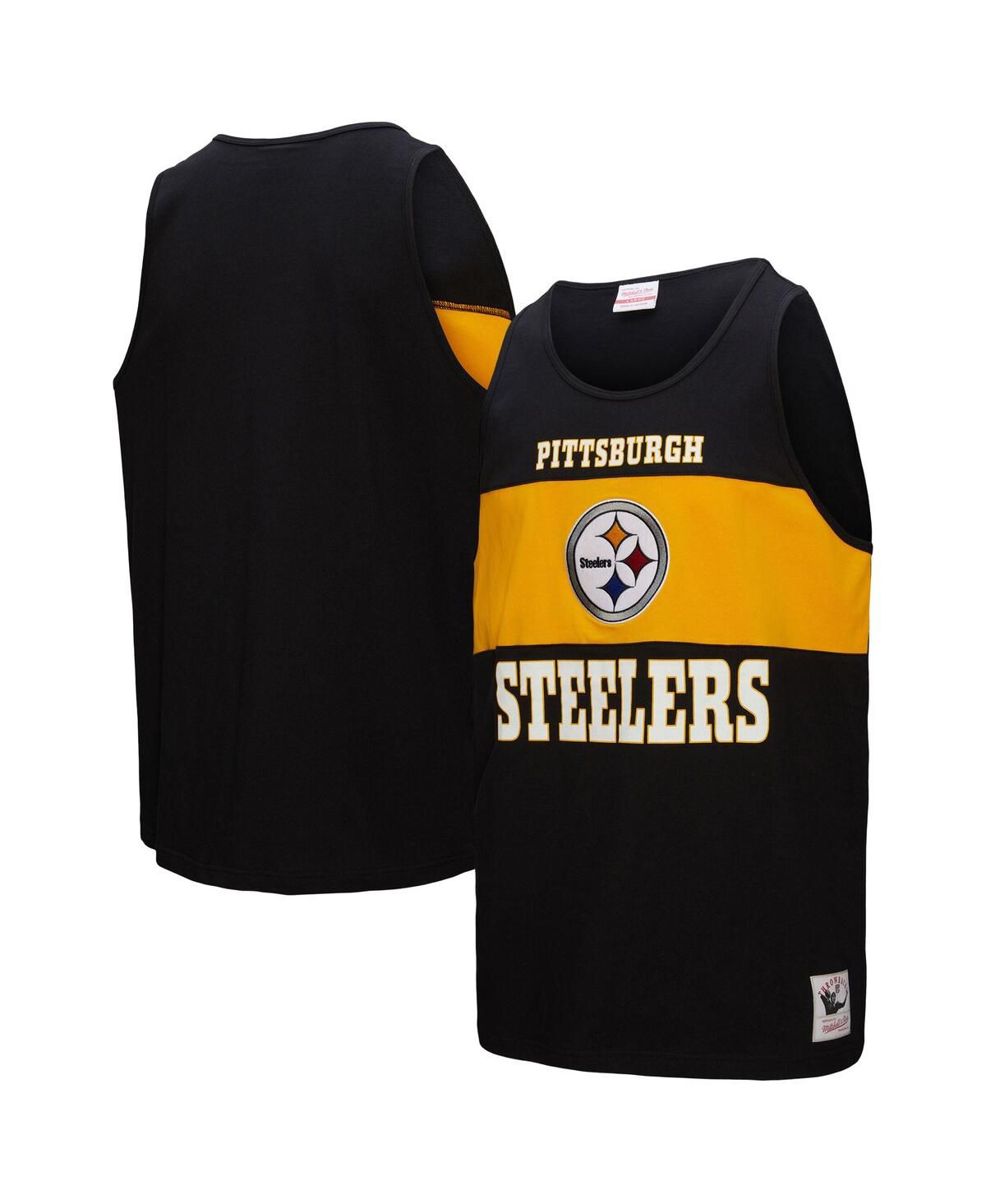 Мужская черная майка Pittsburgh Steelers в стиле ретро с цветными блоками