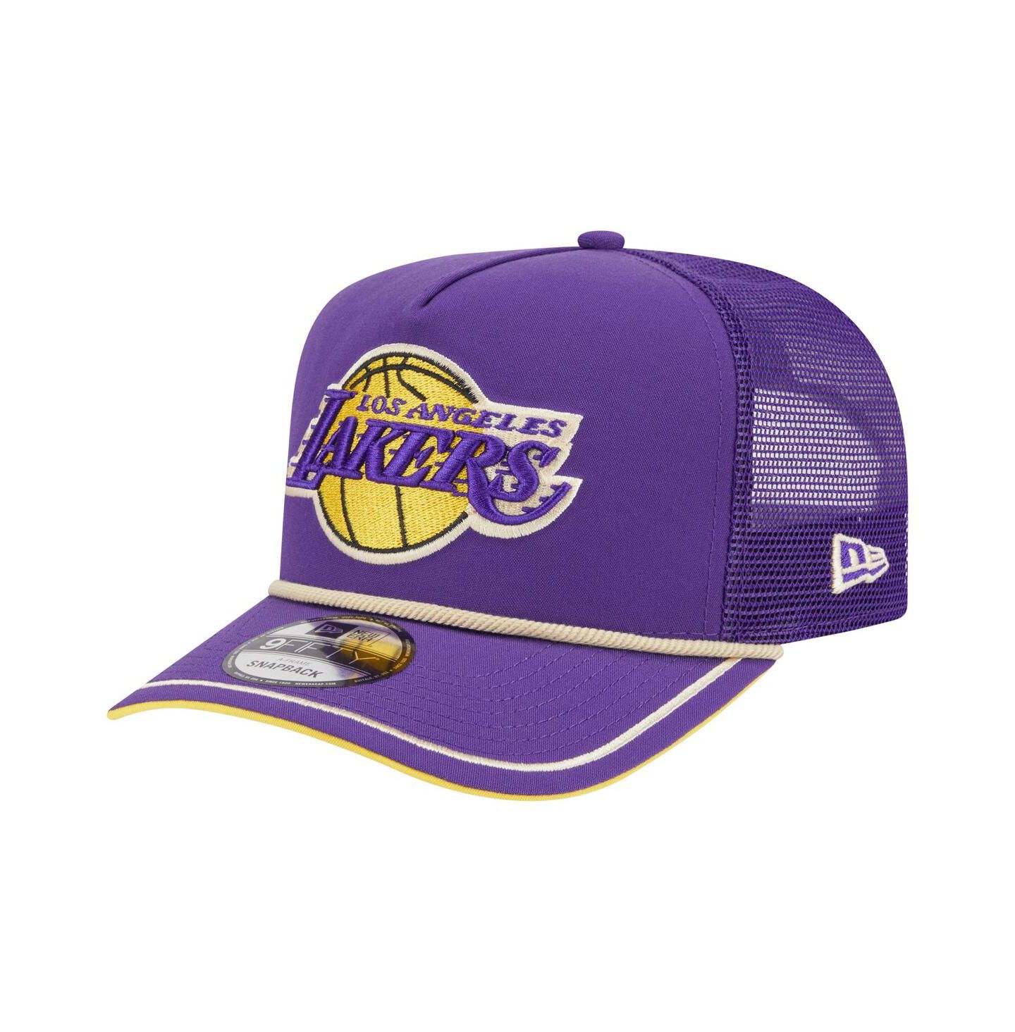 Мужская кепка New Era Purple Los Angeles Lakers Vintage Team Rope A-Frame 9FIFTY Snapback Hat — фото 1