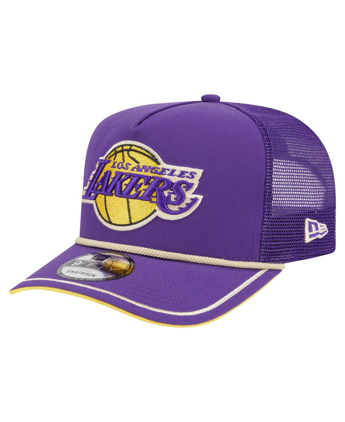 New Era Men's Purple Los Angeles Lakers Vintage Team Rope A-frame 9fifty Snapback Hat In Purple
