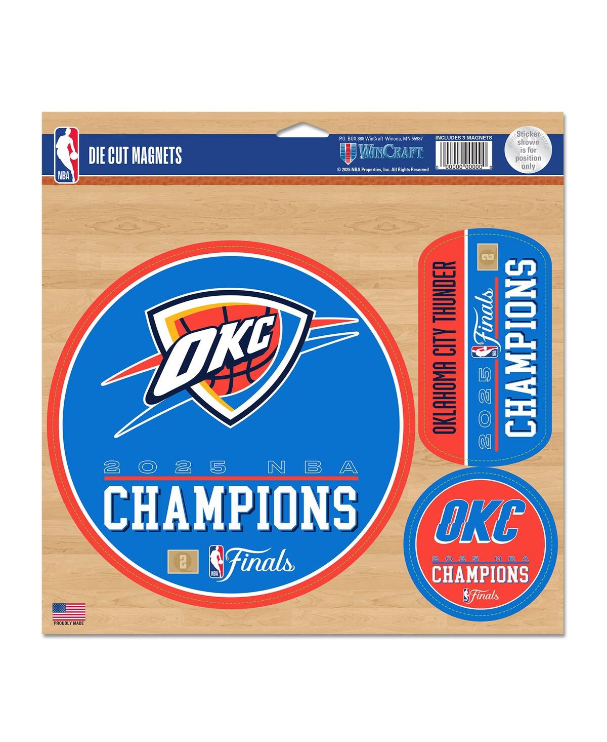 Wincraft Oklahoma City Thunder 2025 Nba Finals Champions Three-piece Indoor/outdoor Vinyl Magnet Set In Transparent