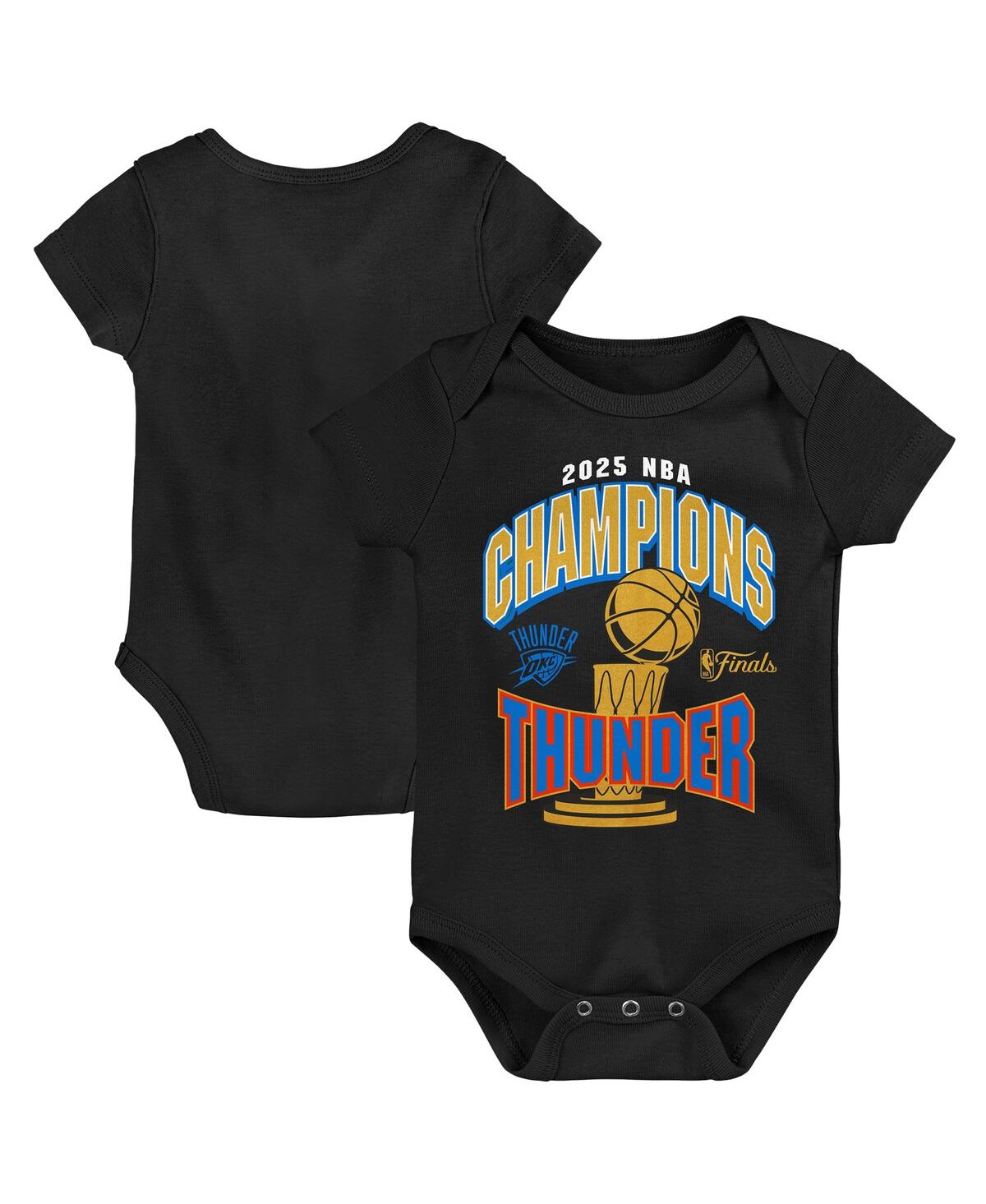 Outerstuff Kids' Baby Boys And Girls Black Oklahoma City Thunder 2025 Nba Finals Champions Bodysuit