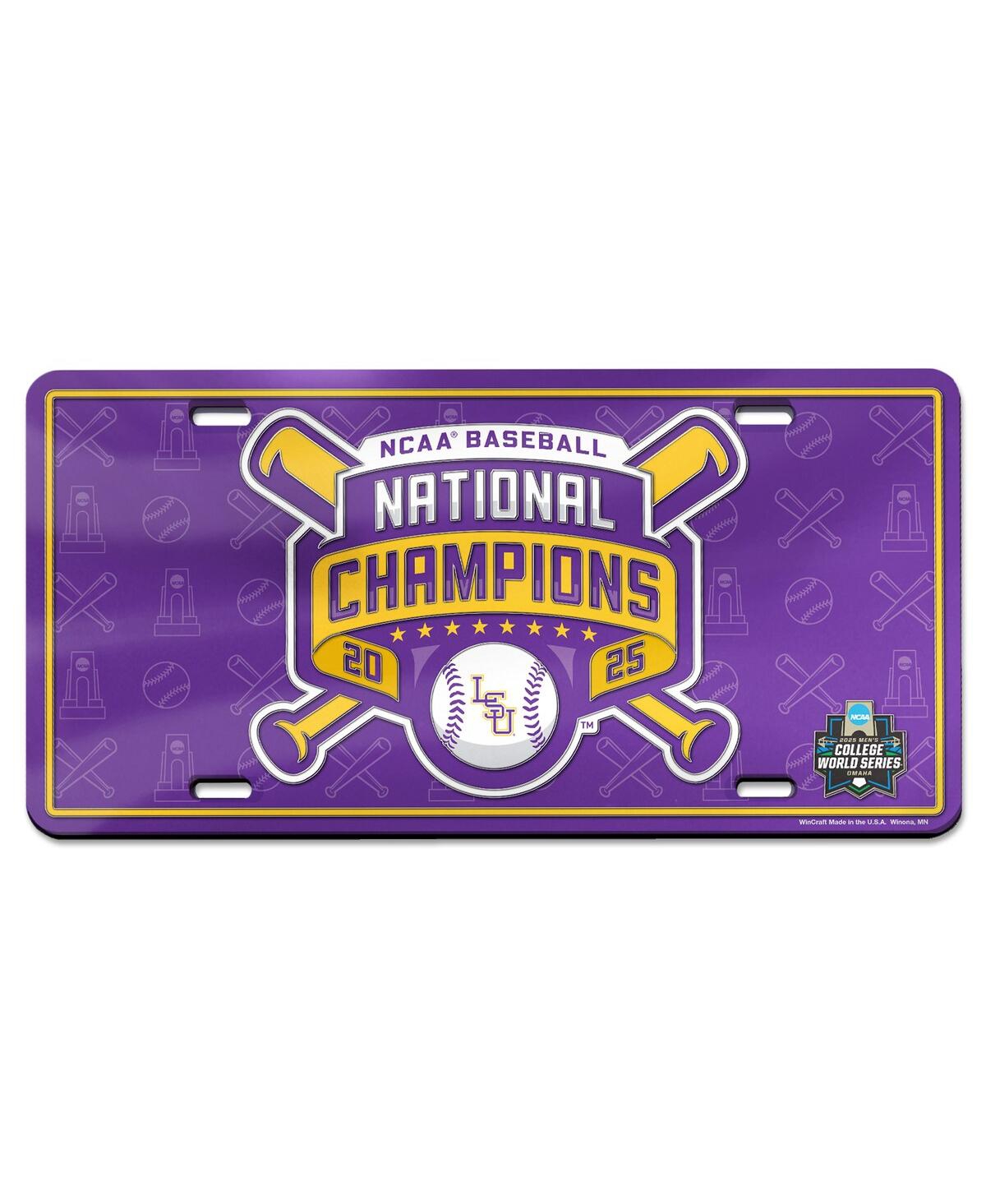 Wincraft Lsu Tigers 2025 Ncaa Baseball Men's College World Series Champions Laser-cut Acrylic License Plate In Transparent