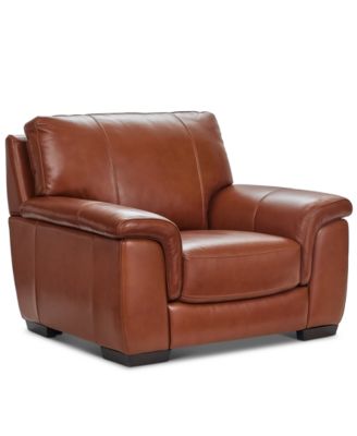 Cobbie Leather 46" Chair, Macy's Exclusive 