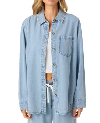 O’Neill Juniors' Sevie Cotton Denim Button-Front Shacket