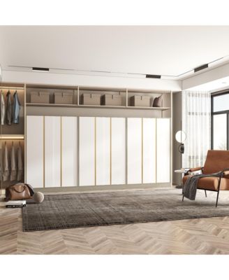 Modern high-quality grey wood color sliding door wardrobe, made of wood, with hanging clothes pole