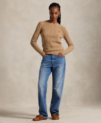 Women's Cable Wool-Cashmere Crew Neck Sweater
