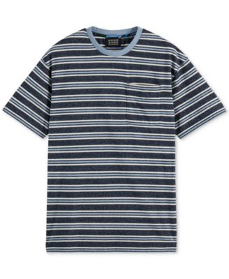 Men's Relaxed Fit Short Sleeve Striped Yarn-Dyed Crewneck T-Shirt
