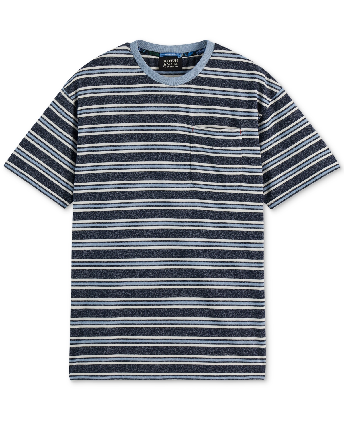 Scotch & Soda Men's Relaxed Fit Short Sleeve Striped Yarn-dyed Crewneck T-shirt In Brown