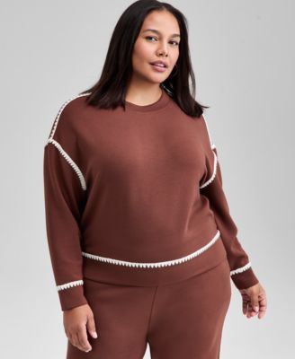 And Now This - Trendy Plus Size Scuba Whipstitch Sweatshirt