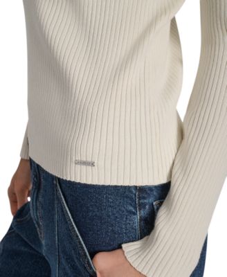 Petite Ribbed Johnny-Collar Sweater