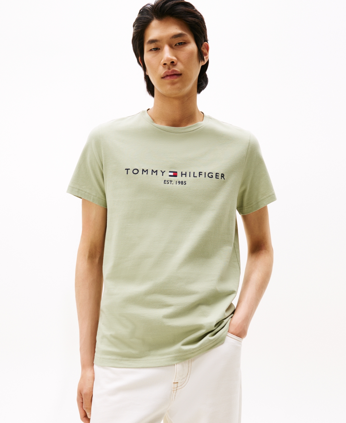 Tommy Hilfiger Men's Embroidered Logo Slim-fit Crewneck T-shirt