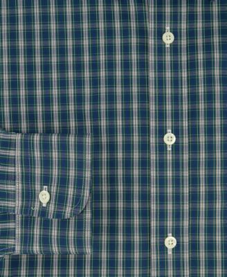 Brooks Brothers Men's Regular-Fit Polo Button- Down Collar Tartan Plaid Dress Shirt