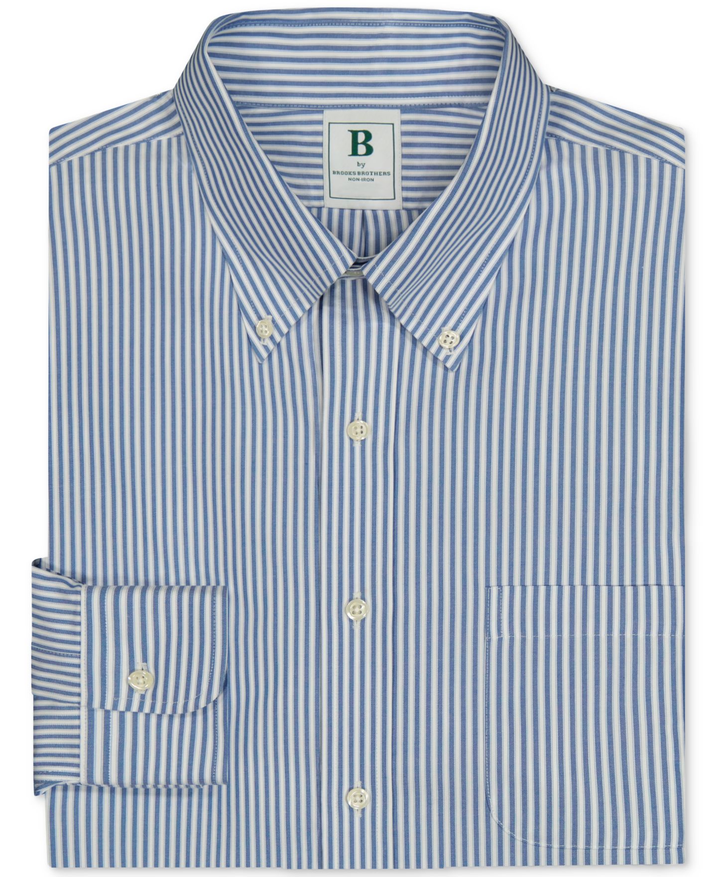 Мужская рубашка Brooks Brothers Regular-Fit с воротником button-down, однотонная, цвет: Тёмно-синий — фото 3