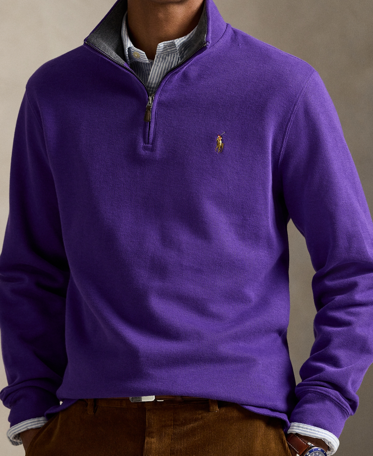 Polo Ralph Lauren Men's Estate-rib Cotton Quarter-zip Pullover In Blue